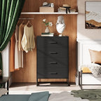 WLIVE Black Dresser for Bedroom with 4 Drawers, Tall Dresser with Sturdy Metal Frame, Wood Chest of Drawers for Closet, Living Room, Hallway - Image 2