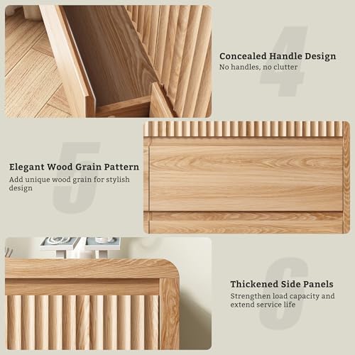 LYNSOM Oak Fluted 6 Drawer Dresser for Bedroom, Curved Edge, 50" Wide - Image 6