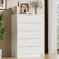 Furniway White Dresser for Bedroom, Modern Dresser with 5 Drawers and Smooth Slides, Wide Chest of Drawers with Golden Handles for Bedroom, Living Room, Closet, 15.7" D x 31.5" W x 47.2" H by Furniway