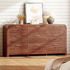 Ieejdn 62.91" Modern Chest of Drawer, 9 Deep Drawers,Clothes Organizer,Large Storage Cabinet for Living Room, Bedroom,Dresser TV Stand, Wood Drawer Organizer for Living Room, Hallway, ​​Chestnut by Ieejdn