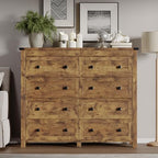 BORNOON Tall 8-Drawer Dresser, Modern Wooden Storage Chest of Drawers, Dresser TV Stand, Wood Drawer Organizer with Metal Handles for Bedroom, Living Room, Hallway - Image 3
