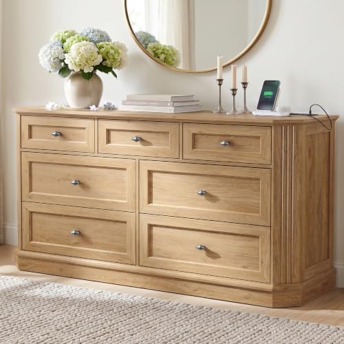 7 Drawers Dresser for Bedroom, 54" Wide Chest of Drawers w/Charging Station by Unknown