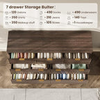 54" Wide Fluted 7 Drawers Dresser for Bedroom,Curved Edge,Walnut - Image 4