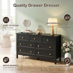 CARPETNAL 55" Black Dresser for Bedroom with 7 Drawers & Modern Gold Handle - Image 6