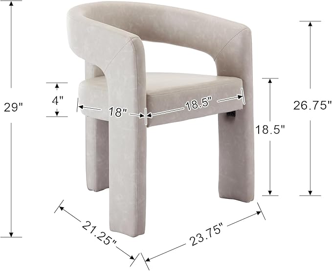 BESTANO Set of 3 Modern PU Leather Upholstered Dining Chairs - Image 3