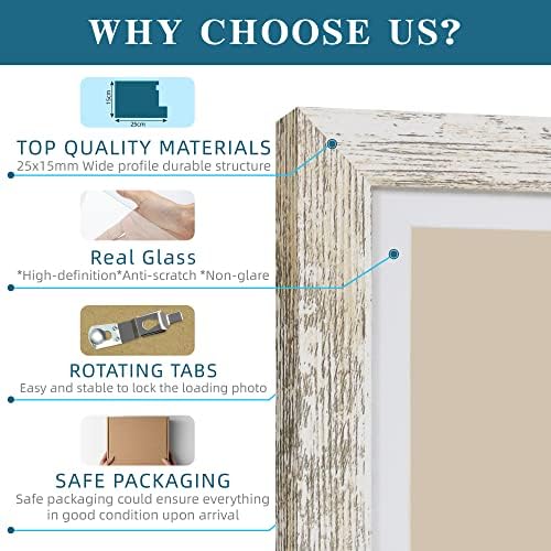Hongkee 8x8 Picture Frame Set of 4, Made of Glass and Multicolour Wooden Frame, 8 by 8 Photo for Wall or Tabletop - Display Picture 6x8 with Mat or 8x8 Without Mat - Image 6