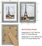 Hongkee 8x10 Picture Frame Set of 4, Made of Real Glass and Grey Wooden Frame, 8 by 10 Photo for Wall or Tabletop - Display Picture 5x7 with Mat or 8x10 Without Mat - Image 2