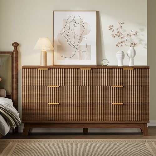 BORNOON Fluted 7 Drawer Dresser, 47.2" Wide Modern Boho Chest of Drawers, Wooden Storage Dresser TV Stand for Bedroom, Living Room, Closet, Hallway, Curved Profile Design - Image 3