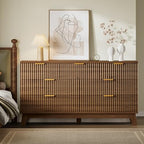 BORNOON Fluted 7 Drawer Dresser, 47.2" Wide Modern Boho Chest of Drawers, Wooden Storage Dresser TV Stand for Bedroom, Living Room, Closet, Hallway, Curved Profile Design - Image 3