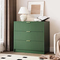 MAISONARIA Green Fluted Dresser for Bedroom, 32 Inch Wide Nightstand with Large Drawer, 3 Drawer End Table for Bedroom, Living Rooms, Offices, and Entryways by MAISONARIA