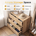 Karl home Natural Oak 3 Drawer Fluted Nightstand, Modern Storage Chest - Image 5