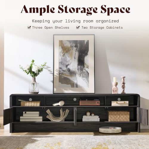 AMERLIFE 70" Modern Curved TV Stand with Storage for TVs Up to 80" - Image 2