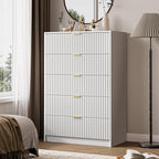 MAISONARIA 5 Drawer Dresser for Bedroom, Tall Dresser Chest of Drawers with Gold Handles, 32 Inch Wide Nightstand with for Bedroom, Living Rooms, Offices, and Entryways, White - Image 6