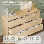 Decofy 55" W Fluted 6-Drawer Dresser for Bedroom,Natural Oak - Image 5