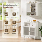 INNOD Bathroom Wall Cabinet, Wall-Mounted Medicine Cabinet with Adjustable Wood Shelf & Doors, Floating Bathroom Cabinet Over Toilet for Laundry Room & Kitchen & Living Room (White) - Image 2