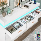 Hlivelood 7 Drawer Dresser with LED Light and Charging Station, Modern Chest of Drawers for Closet, Wide Drawer Organizer Cabinet for Bedroom, Living Room, Entryway, Hallway, White - Image 3