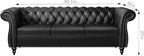 Mid-Century 3 Seater Sofa, Faux Leather Couch - Image 2
