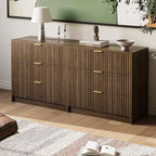 MAISONARIA Fluted Dresser for Bedroom, 32 Inch Wide Nightstand with Large Drawer, 3 Drawer End Table for Bedroom, Living Rooms, Offices, and Entryways, Walnut - Image 4