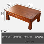 Japanese Style Coffee Table W/Drawers Wooden Tatami Tea Table Living Room - Image 3