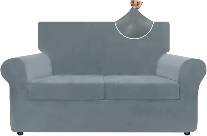 ZNSAYOTX Luxury Velvet Sofa Cover 3 Piece Stretch Loveseat Covers by ZNSAYOTX
