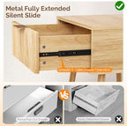 VINGLI Nightstands Set of 2, Fluted Night Stand with Drawer, Bedside Table, Wood Nightstand for Bedroom, Mid Century Modern End Tables, Natural Oak, 18.9" W*14.96" D*24" H - Image 5