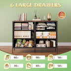 WLIVE Dresser for Bedroom with 6 Fabric Drawers, Black and Rustic Brown - Image 5