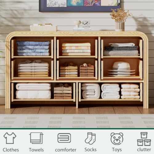 Ieejdn 55.12" Modern Chest of Drawer, 8 Deep Drawers,Clothes Organizer,Large Storage Cabinet for Living Room, Bedroom,Dresser TV Stand, Wood Drawer Organizer for Living Room, Hallway, Oak - Image 3