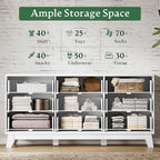 Xixini Fluted Dresser with 9 Drawers, 63" Wide Modern Chest of Drawers with Metal Handle, Wooden Dresser TV Stand, Wood Closet Clothes Storage Organizer for Bedroom, Living Room, Hallway, Solid White - Image 4