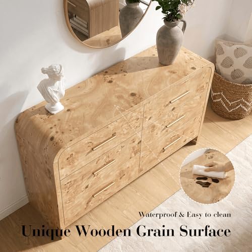 Curved Drawer Dresser for Bedroom with 6 Drawers, 54'' Wide Chest of Drawer - Image 6