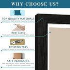 Hongkee 8x12 Picture Frame Set of 4, Made of Glass and Rustic Black Wooden Frame - Display 6x8 Picture with Mat or 8 x 12Poster Without Mat, 8 by 12 Photo for Wall or Tabletop - Image 6