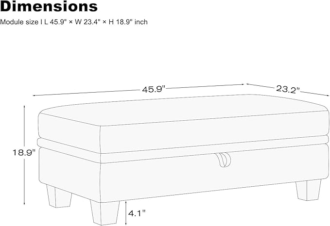 Belffin Fabric Large Ottoman - Image 3