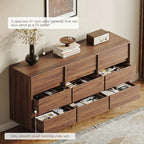 HOUROM Walnut Dresser for Bedroom, 59in Modern 9 Drawer Chest of Drawers - Image 4