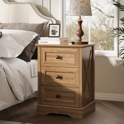 Farmhouse 3 Drawers Dresser, Natural Oak Dresser with Charging Station by FFBCFDKFurnitureSet