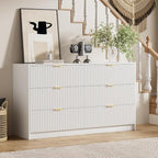 Furniway White Dresser for Bedroom, Modern Dresser with 6 Drawers and Smooth Slides, Wide Chest of Drawers with Golden Handles for Bedroom, Living Room, Closet, 15.7" D x 55.1" W x 31.4" H - Image 6
