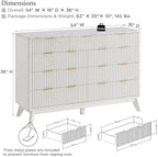 T4TREAM 54" Wide Fluted 9 Drawer Dresser for Bedroom, Solid White - Image 2