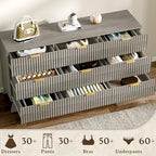 HUANLEGO Fluted Dresser for Bedroom with 9 Drawers, Grey - Image 4