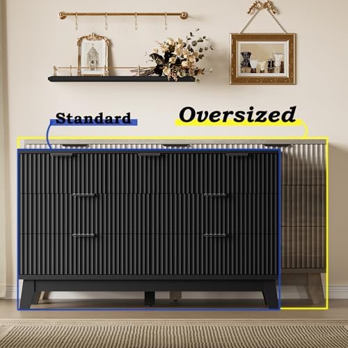 BORNOON 57" Long Dresser for Bedroom, 7-Drawer Fluted Chest, Wide Wood Storage Dresser with Metal Slides and Handles, Stable Base, Modern Clothes Organizer for Primary Suite, Guest Room, Nursery - Image 3