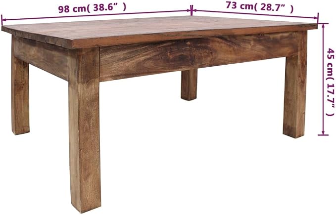 Wooden Coffee Table, Side Table Solid Reclaimed Wood 38.6"x28.7"x17.7" -AA - Image 7