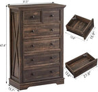 Farmhouse 6 Drawers Dresser Chests for Bedroom,Tall Chest of Drawers - Image 4