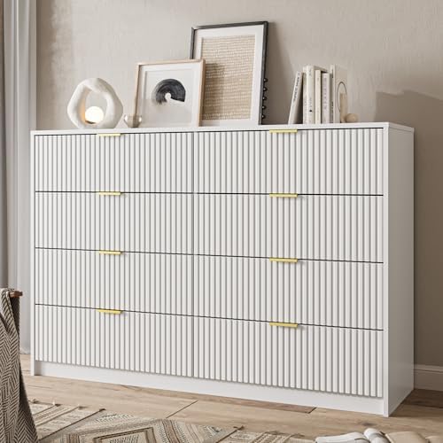 MAISONARIA White Dresser for Bedroom, 8 Drawer Double Dresser, Modern Chest of Drawers for Bedroom, Living Room, Entryway and Closet, 55" L x 15.7" D x 37.4" H - Image 6