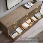 T4TREAM 63" Wide Fluted 9 Drawer Dresser for Bedroom, Grey Alder - Image 6
