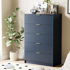 Furniway Blue Dresser for Bedroom, Modern Dresser with 5 Drawers and Smooth Slides, Wide Chest of Drawers with Golden Handles for Bedroom, Living Room, Closet, 15.7" D x 31.5" W x 47.2" H - Image 7
