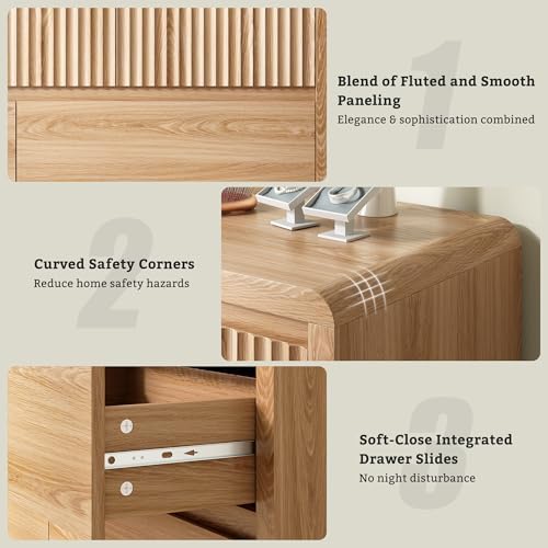 LYNSOM Oak Fluted 7 Drawer Dresser for Bedroom, Curved Edge, 50" Wide - Image 5