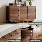 9 Drawer Walnut Dresser for Bedroom,59" Wide Mid Century Modern Dresser - Image 3