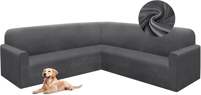 HDCAXKJ Corner Sectional Couch Covers Velvet Stretch L Shape Sofa Cover Soft by HDCAXKJ
