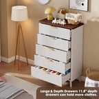 GarveeHome Fluted Dresser for Bedroom with 5 Deep Drawers, White - Image 5