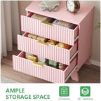 Xixini Fluted Dresser for Bedroom with 3 Drawers, 24" Wide Modern Chest of Drawers with Metal Handle, Wooden Dresser TV Stand, Wood Closet Clothes Storage Organizer for Living Room, Hallway, Pink - Image 6