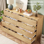 47.2" Wide Fluted 8 Drawer Dresser for Bedroom, Natural - Image 6