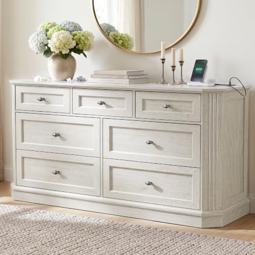 7 Drawers Dresser for Bedroom, 54" Wide Chest of Drawers w/Charging Station by Unknown