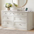 7 Drawers Dresser for Bedroom, 54" Wide Chest of Drawers w/Charging Station by Unknown